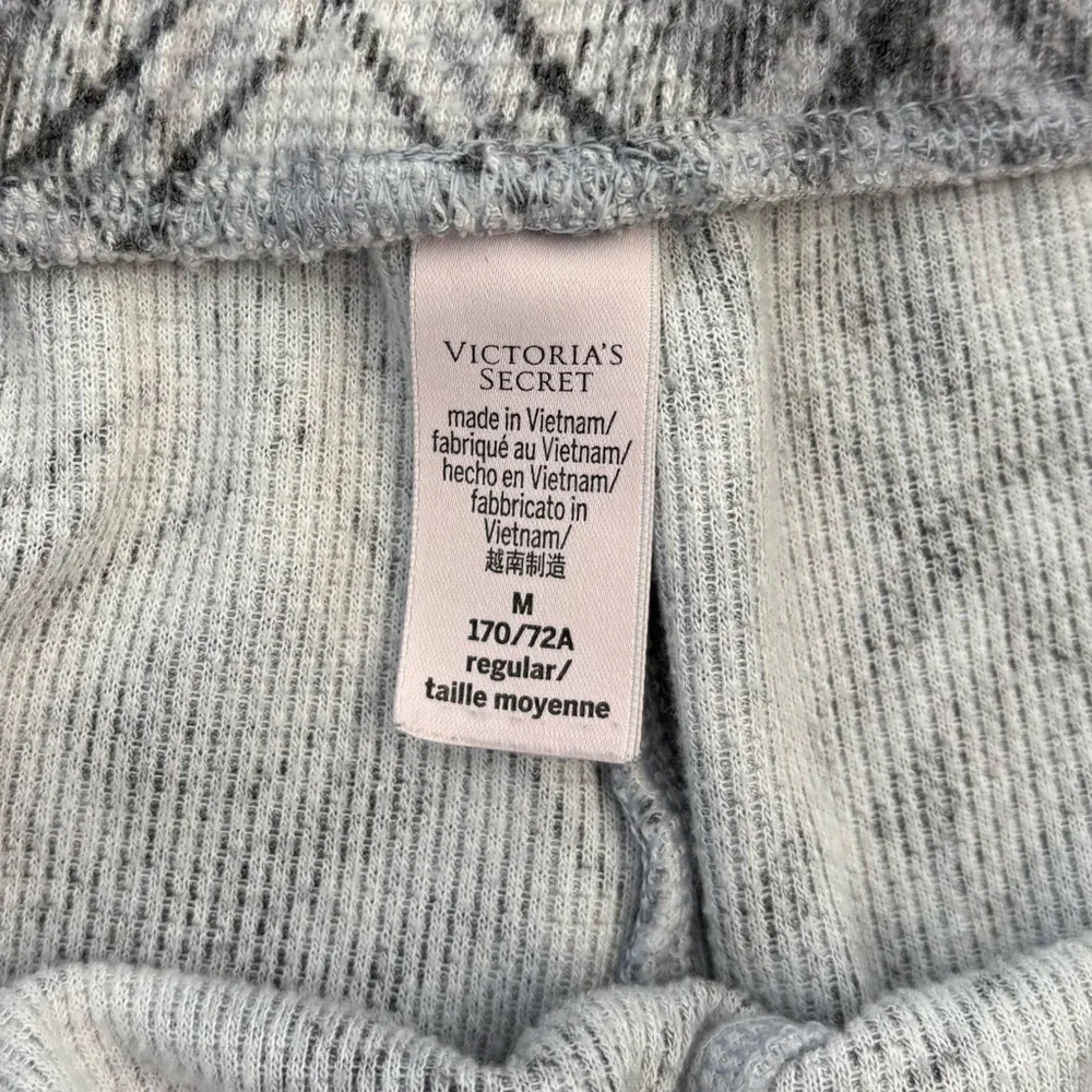 Victoria’s Secret Glow Waffle Henley Jogger Pajama Set Size Medium Gray Plaid - Picture 10 of 12